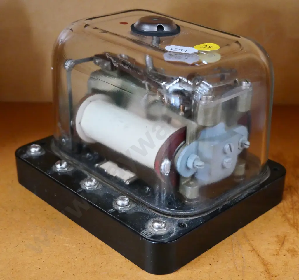 small glass and bakelite cased electrical relay or switch H-120, W-150, D-112 Image 1++