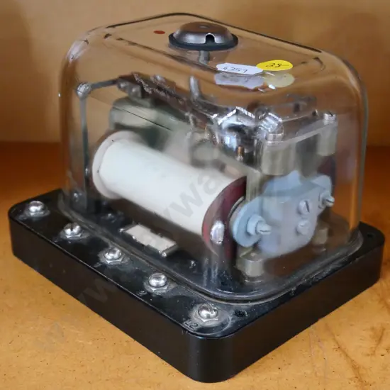 small glass and bakelite cased electrical relay or switch H-120, W-150, D-112