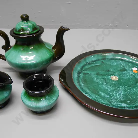 Blue Mountain tea set with teapot and tray