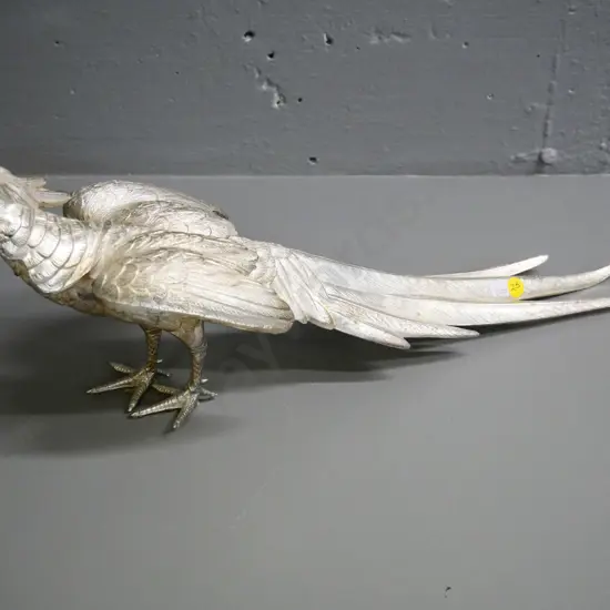 silvered metal pheasant figure H-180 L-480