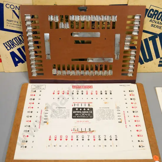vintage Autobridge game board and deal sheets - made in Italy. H-260 W-390