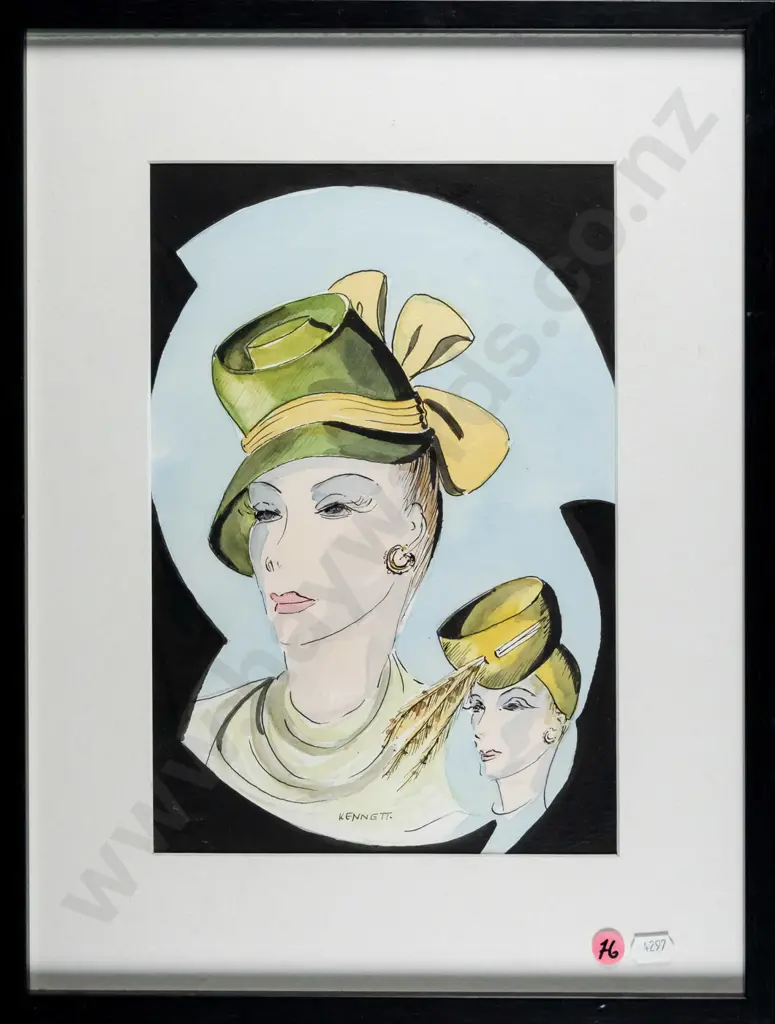 Kennett 1939- framed watercolour - 2 ladies H-290 W-190 Image 1++