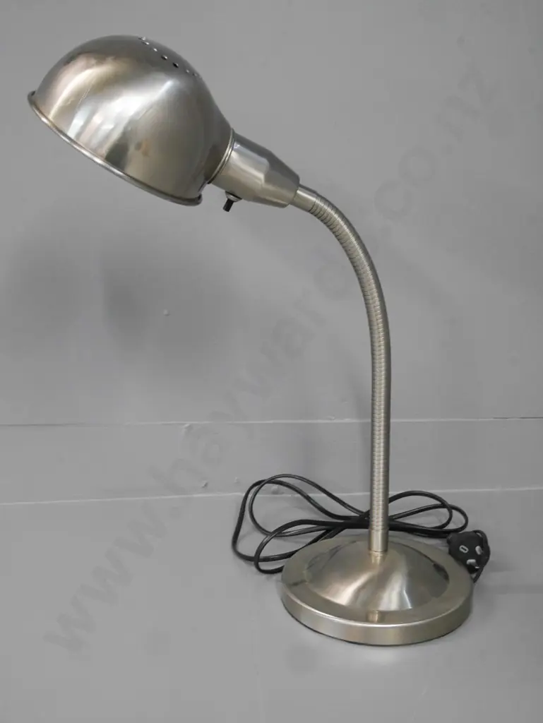 retro adjustable table lamp with metal flexing stem and half globe shade H-530 Image 1++