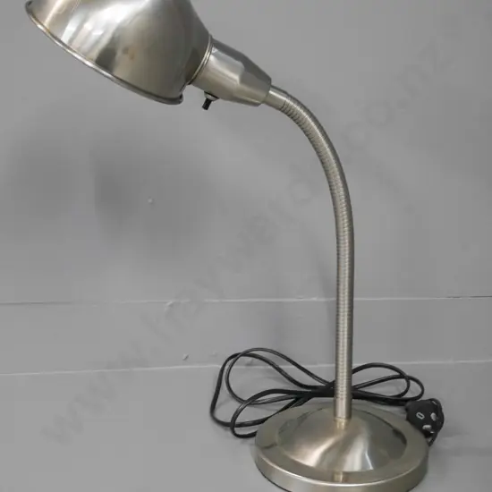 retro adjustable table lamp with metal flexing stem and half globe shade H-530