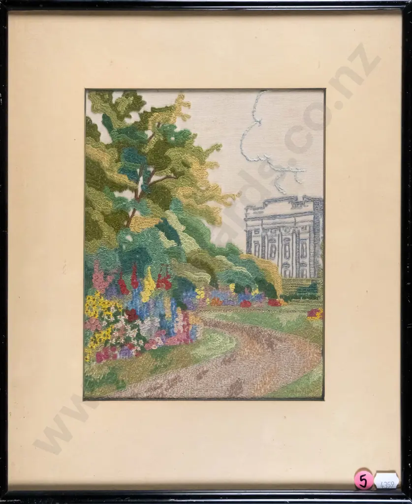 framed needlework - garden scene H-230 W-180 Image 1++