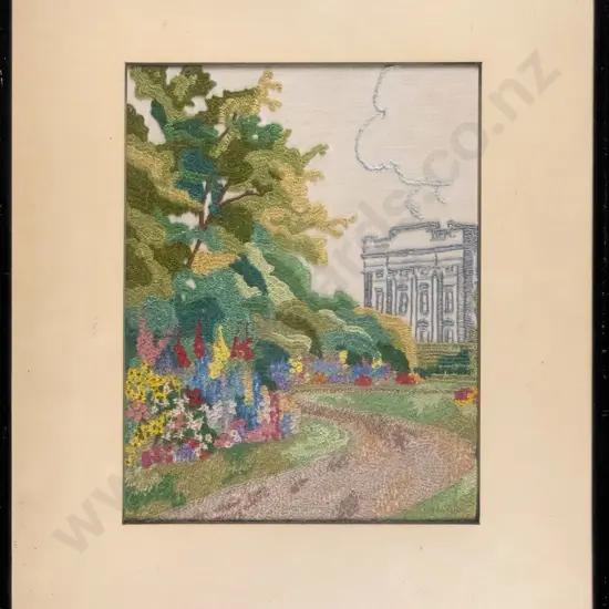 framed needlework - garden scene H-230 W-180