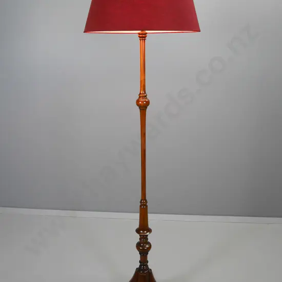 mahogany turned column 4-leg standard lamp with shade H-1820 Diameter 510