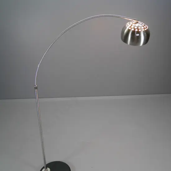 designer floor lamp with marble base, brushed steel stem and shade H-1400 Approx. W-900