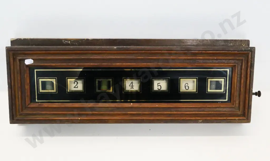 restorer's vintage wood-cased signal box or counter - windows for numbers 1 thru 7, one reset button. H-200 W-560 Image 1++