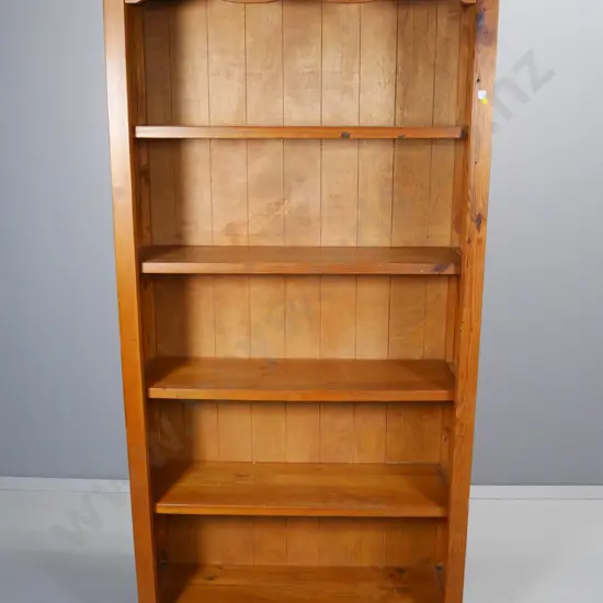 solid pine bookcase with 4 fixed shelves H-1840 W-980 D-360 has adhesive hook on side