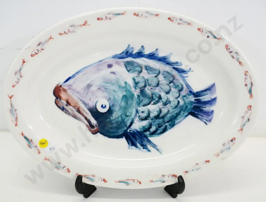 Garrick Tremain hand-painted fish platter L-370 W-270 Image 1++
