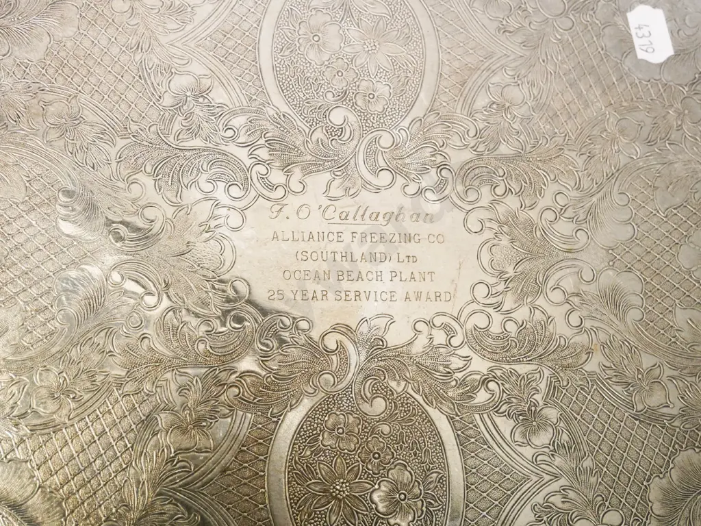 Rodd relief-pattern silver plated tea set & a plated tray and sugar scuttle w/scoop Image 1++