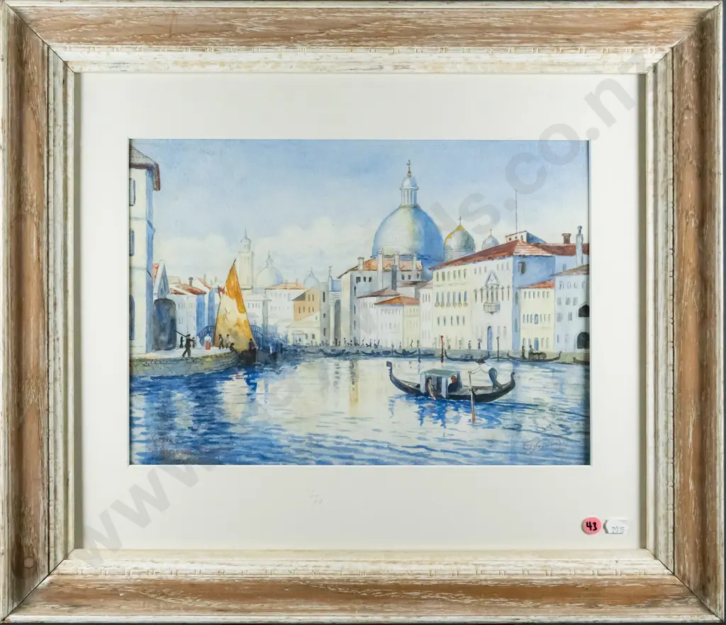 E Heywood 1921 - framed watercolour - Venice H-250 W-360 Image 1++