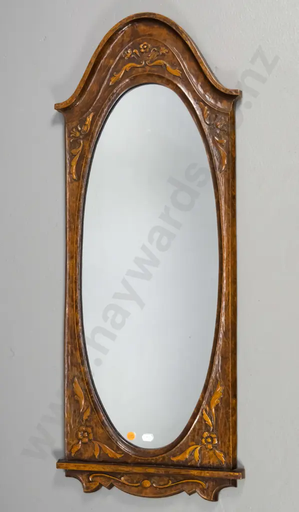 oval wall mirror in wood-composite frame H-815 W-330 Image 1++