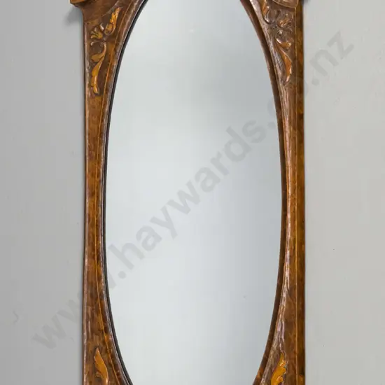 oval wall mirror in wood-composite frame H-815 W-330