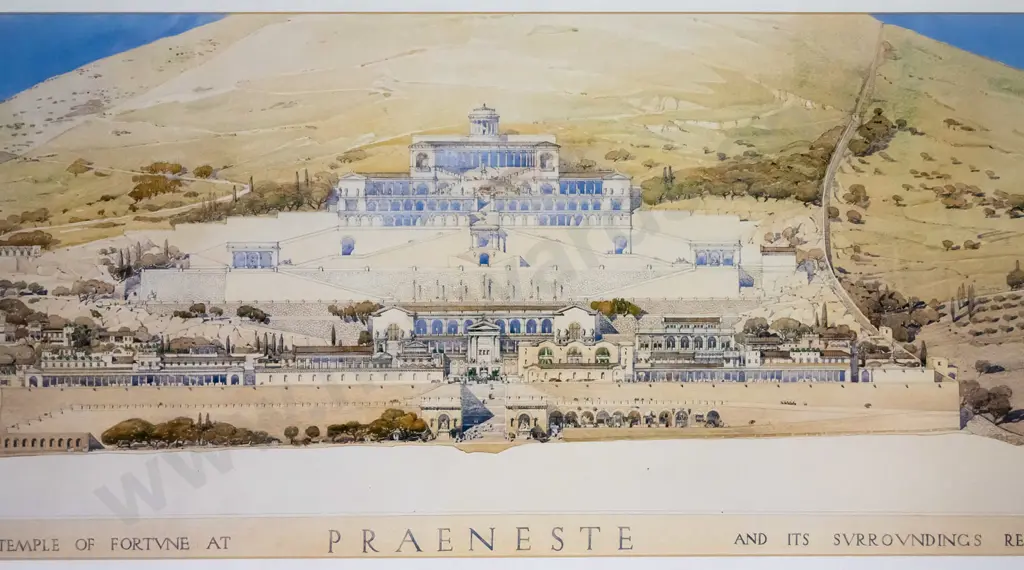 framed print - Elevation of Temple of Fortune at Praeneste  H-360 W-940 Image 1++