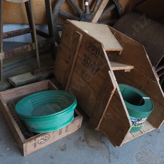 goldminer's cradle with pans and plastic garden edging