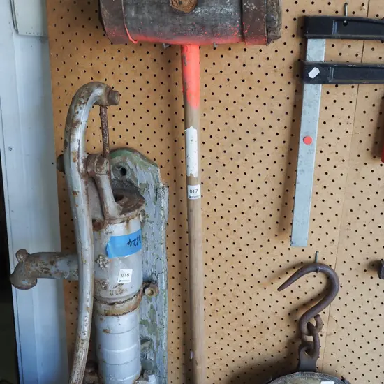 large vintage wooden sledge hammer