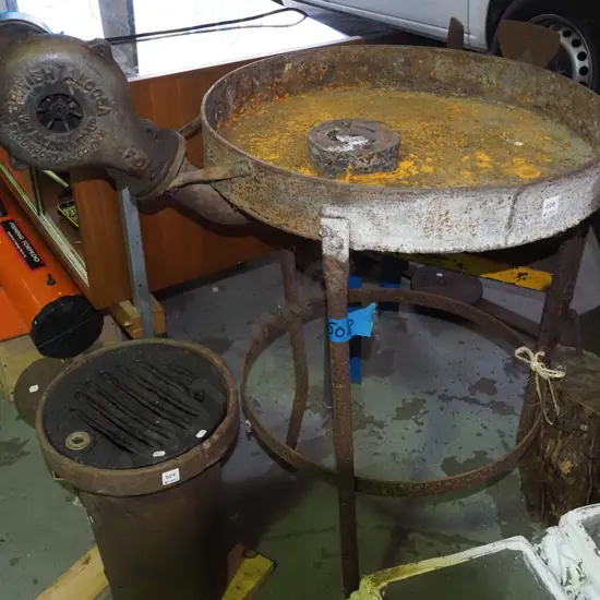 blacksmith's portable forge with British Alcosa hand operated blower