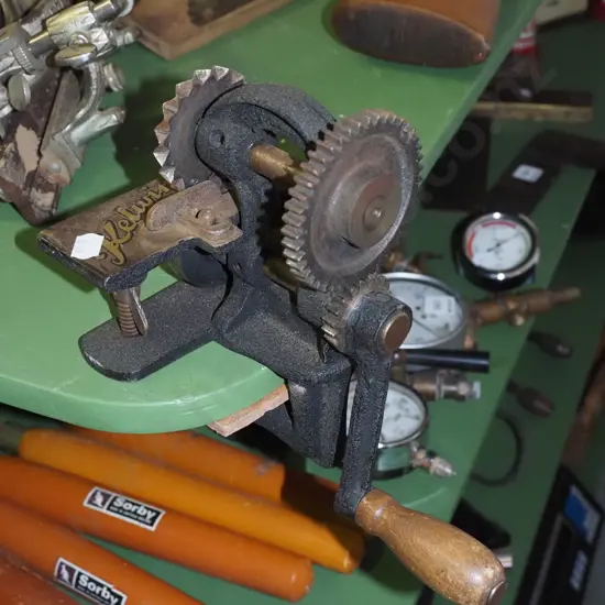 vintage hand cranked serrated cutter