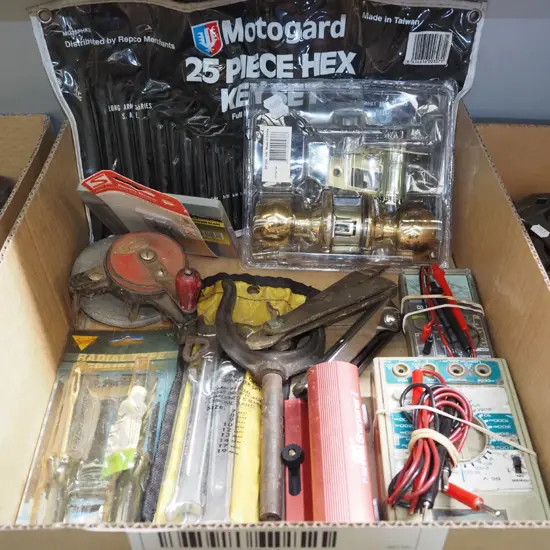 box; door hardware, voltmeters etc