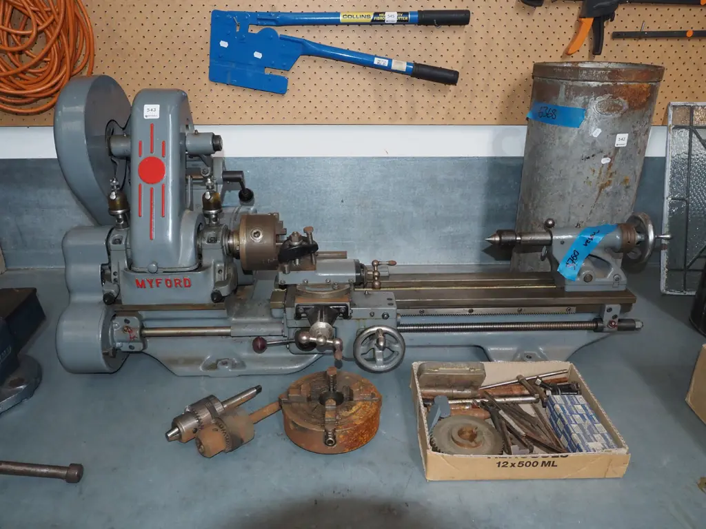 Myford engineer's lathe - excellent condition, accessories needs to be rewired Image 1++