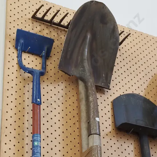 shovel, rake