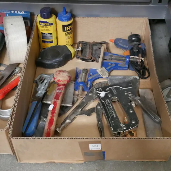 box; staple gun, vice grips etc