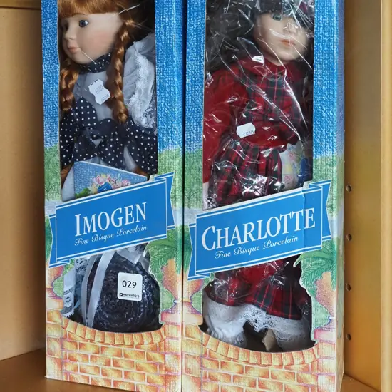 2x boxed porcelain dolls - Imogen, Charlotte