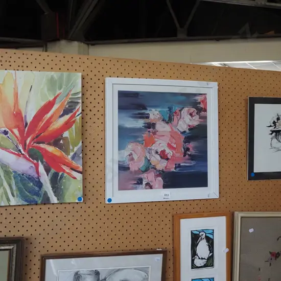 boxed print, framed print, framed watercolour - blue dots