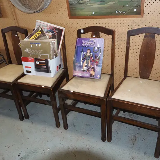 4x oak vinyl dining chairs