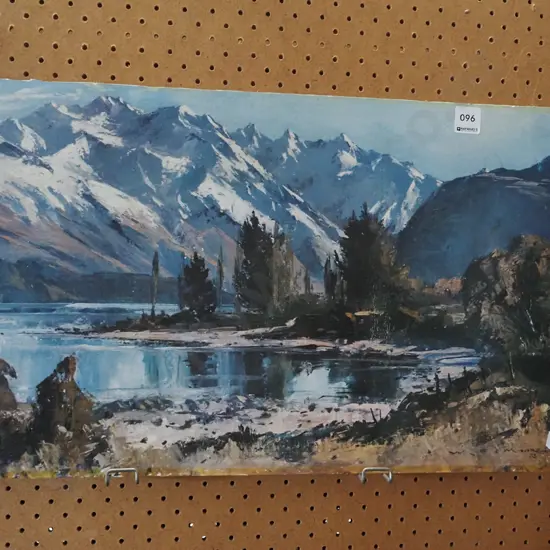 unframed WF Moore print - lake and mountain scene