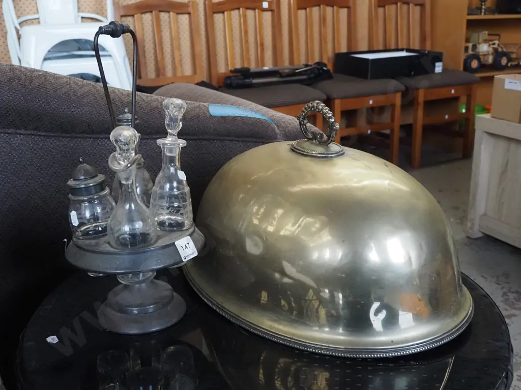 plated cruet set, beaten plated food cover dome Image 1++