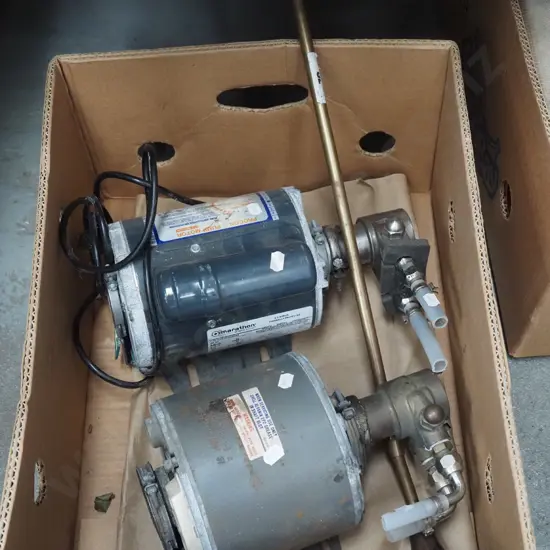 2x electric water pumps, copper blow torch