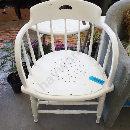 white painted spindle back tub chair