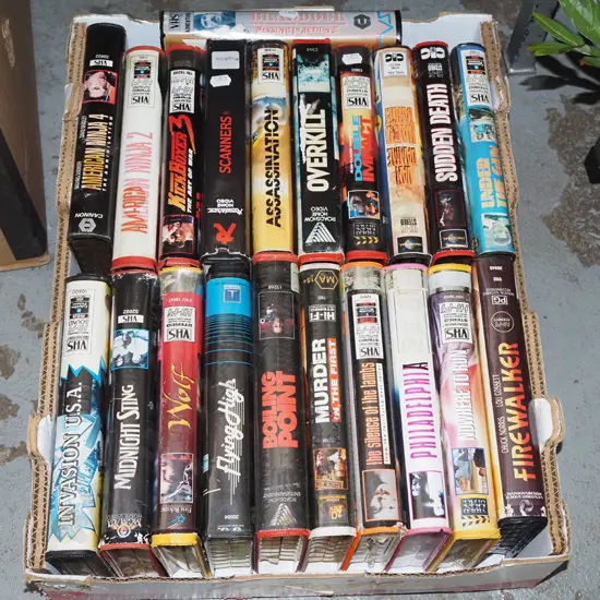box; VHS cassettes