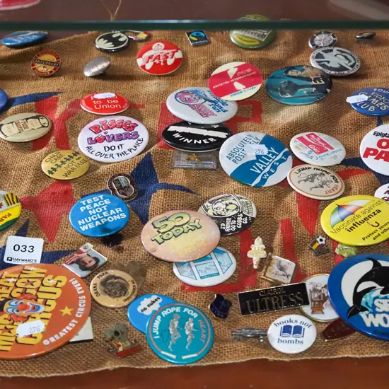 various  badges on fabric