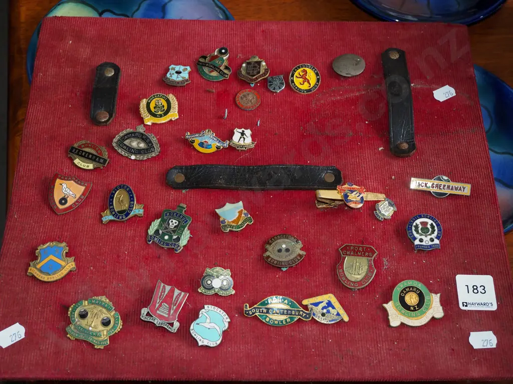 board with bowling club badges Image 1++