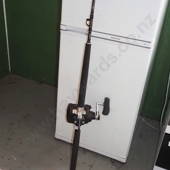 Shimano Backbone Elite fishing rod with large Shimano TLD 2-speed 50A game reel and reel case