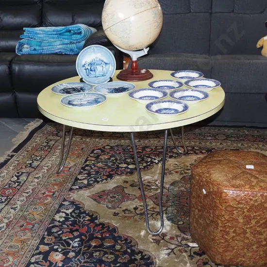 retro chrome and formica coffee table H495 Diam850