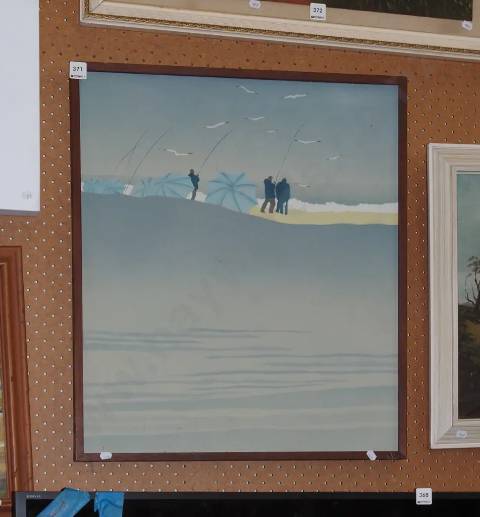 framed airbrush on board - costal fishing Image 1++