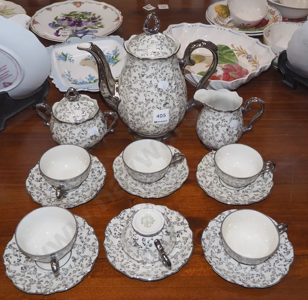 Bavarian silver floral 15 piece coffee set Image 1++