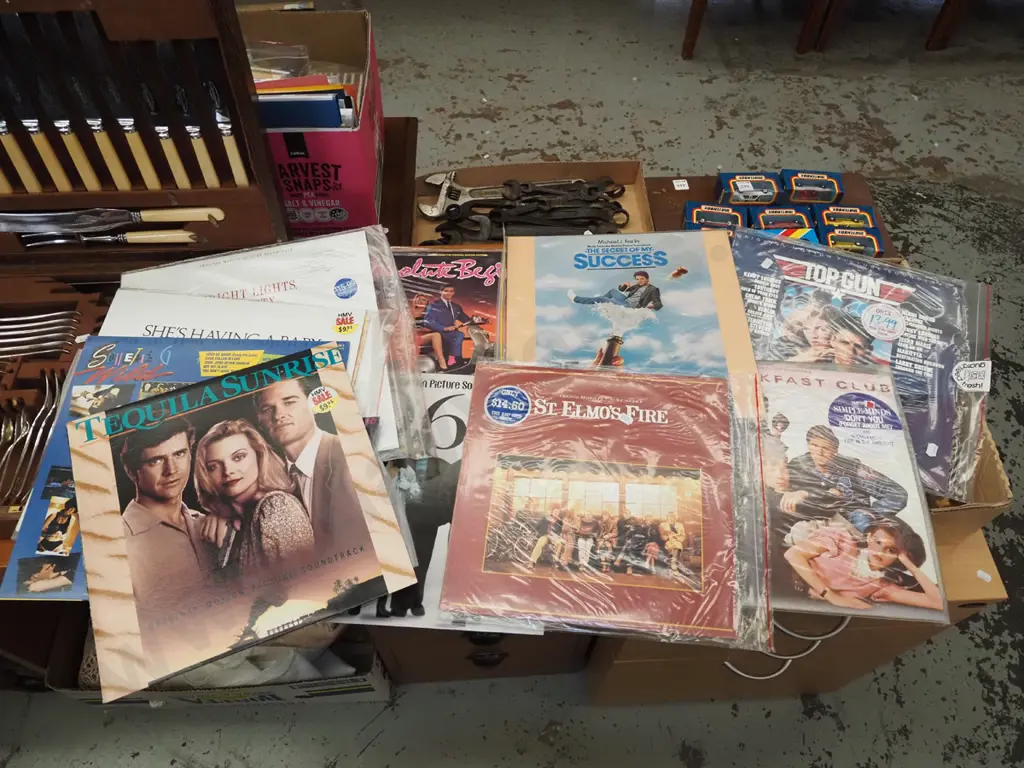 stack of LPs; motion picture soundtracks Image 1++