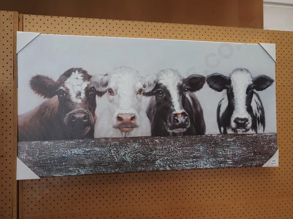 print/oil on boxed canvas - cows Image 1++