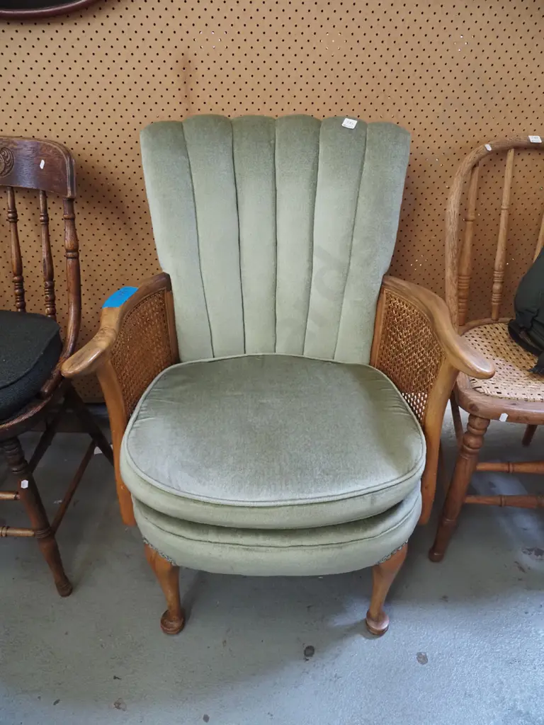 beech and bergere upholstered armchair Image 1++