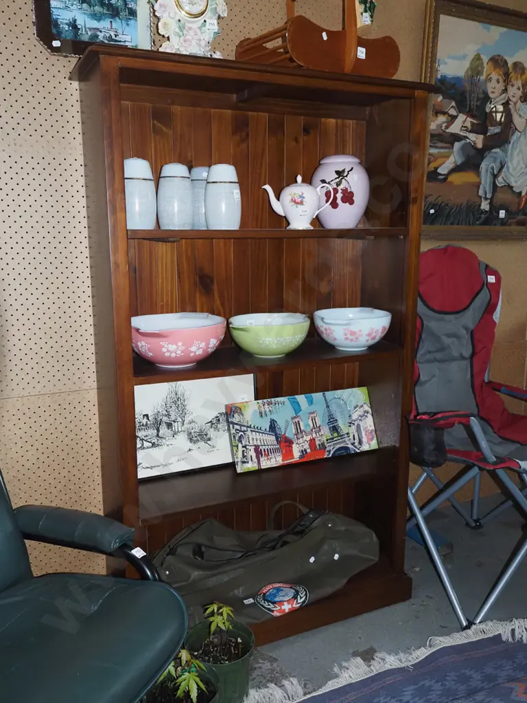 solid pine dark stained bookcase H1510 W900 D300 Image 1++