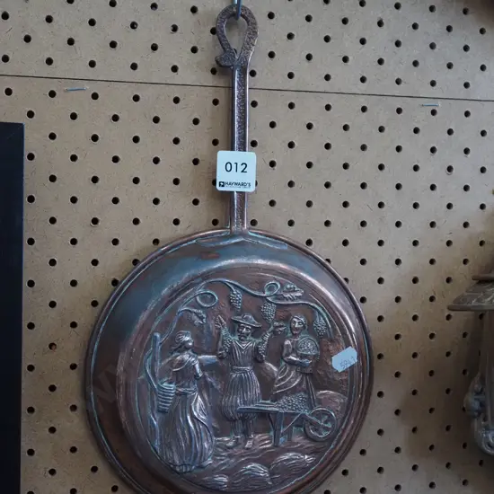 pressed copper wall art frying pan