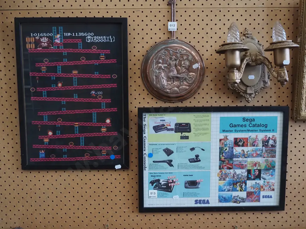 framed Donkey Kong print on fabric, framed Sega games catalogue - blue dots Image 1++
