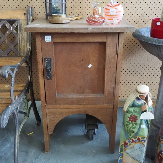 oak pot cupboard - varnish needs attention