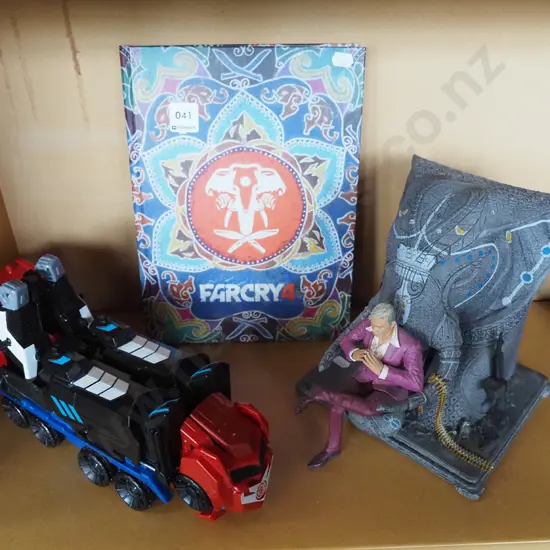 Far Cry book, figurine, Transformer toy
